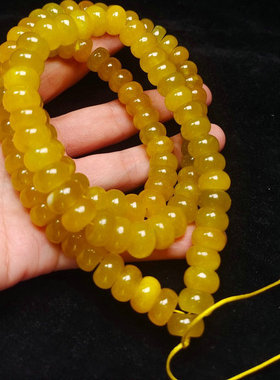 精品缅甸高冰翡翠玉珠算盘手串链老坑冰种黄翠玉料玉珠子项链颈饰