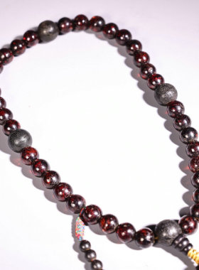 古玩旧藏老血珀圆珠朝珠藏传琥珀文玩手持男女佛珠念珠项链多宝串