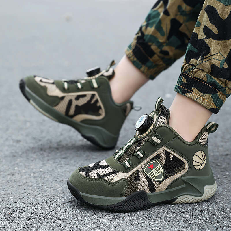 春秋新款儿童休闲运动鞋大童篮球鞋小学生跑步鞋男童军训迷彩鞋子 - 图0