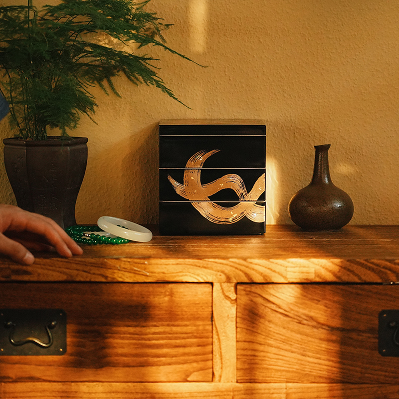 非遗漆器首饰盒高档精致轻奢高级感大容量大漆镯子手串手饰收纳盒 - 图2