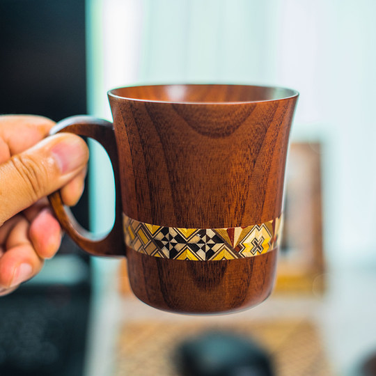 Japanese yosegi wood mug