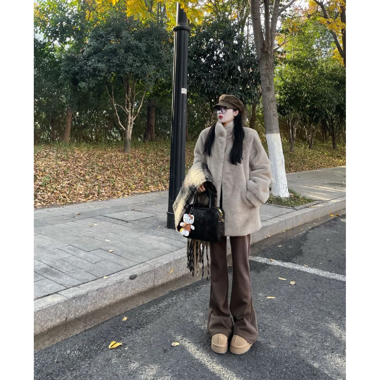 毛茸茸仿皮草羊羔毛短款外套女2025冬季新款加厚宽松水貂毛毛上衣 - 图2