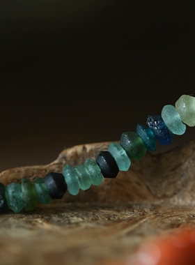 泼墨。不规则南红琉璃手串