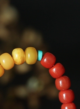 泼墨。南红，蜜蜡手链