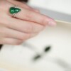 Splashed ink. Natural full green gourd jade, 18K white gold inlaid with diamonds, ring/ring (original 7000