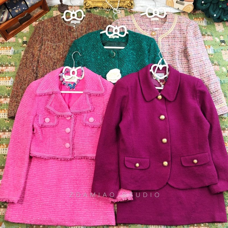 ZDAMIAO精品中古vintage小香风粗花呢编织金扣古着短外套女西装,淘宝优惠券,粉丝福利购,淘宝优惠卷