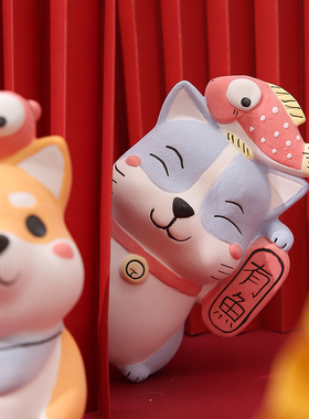 陶瓷车载可爱风猫咪情侣生日礼物