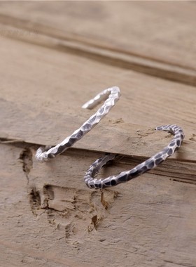 夕阳下的萤火虫对戒纯银做旧手工