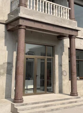 大理石圆柱自建房别墅空心包皮石柱芝麻白将军红石材罗马圆柱定制