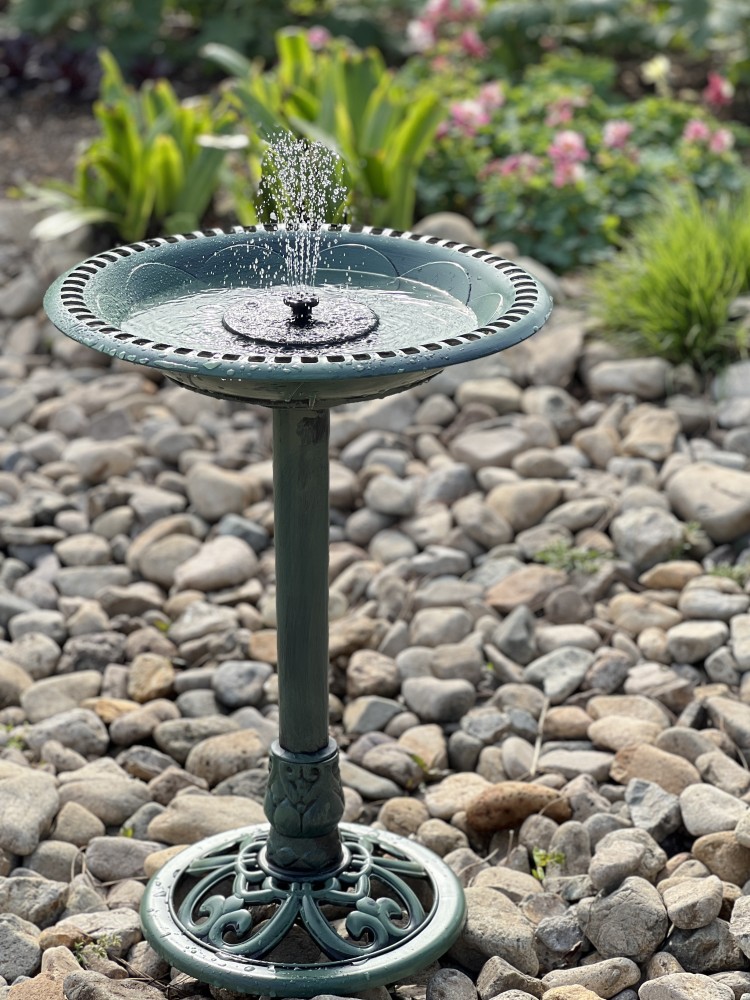 新款太阳能喷泉户外水池鸟浴盆喷泉泵园林花园水景喷泉灯塑料盆-图0