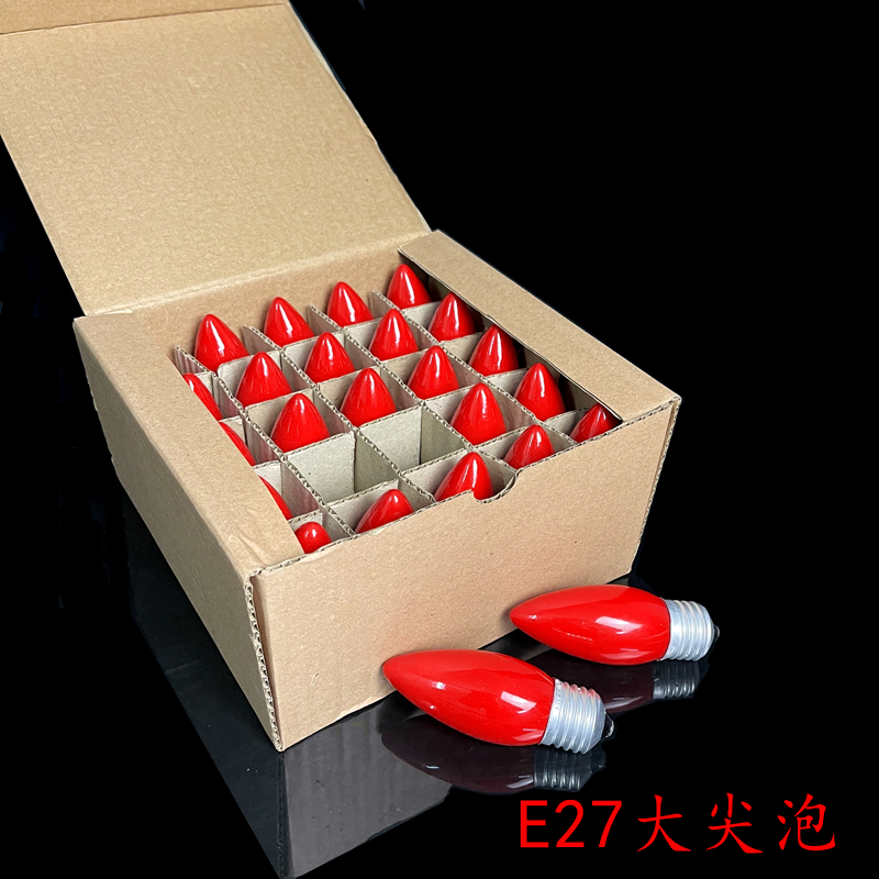 包邮E12小红泡E14佛灯泡LED财神电蜡烛长明E27B22圆球佛龛灯泡/盒 - 图2