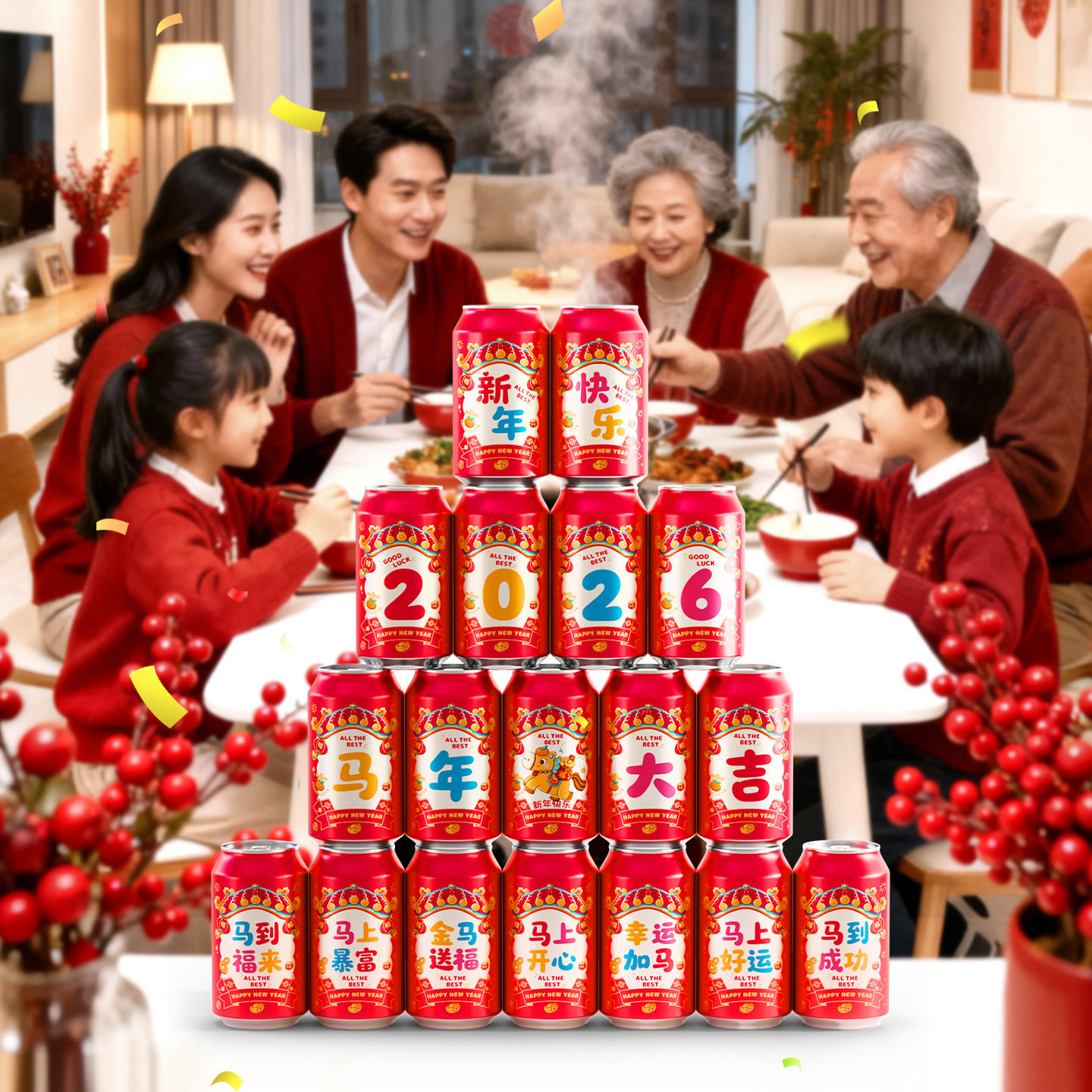 2026新款马年旺仔可乐贴纸乔迁之喜春节氛围布置喜庆装饰创意贴纸,淘宝优惠券,粉丝福利购,淘宝优惠卷