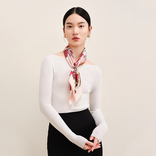 万事利桑蚕丝真丝丝巾女妈妈63cm方巾丝绸披肩女外搭女友生日礼物 - 图0