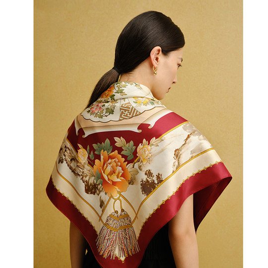 Wanshili 100% Soie de Mûrier Grand Foulard Carré Coffret Cadeau