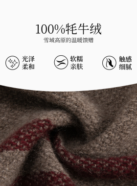 【大师系列】万事利100%牦牛绒围巾送礼礼物保暖披肩蓝措马-山境