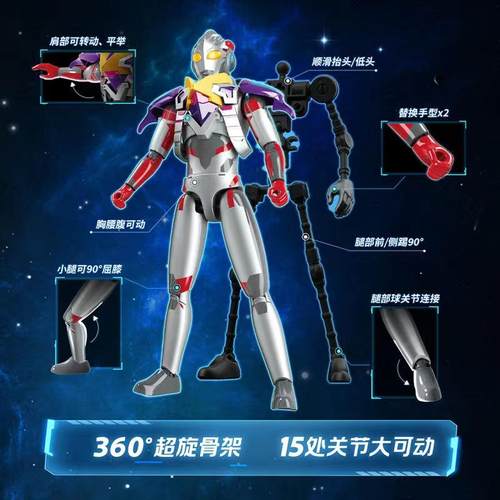 奇妙积木人超甲奥特曼德尔塔天爪布莱泽诺亚塞罗拼装玩具男孩 - 图3