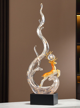 新中式大号鹿摆件玄关客厅乔迁