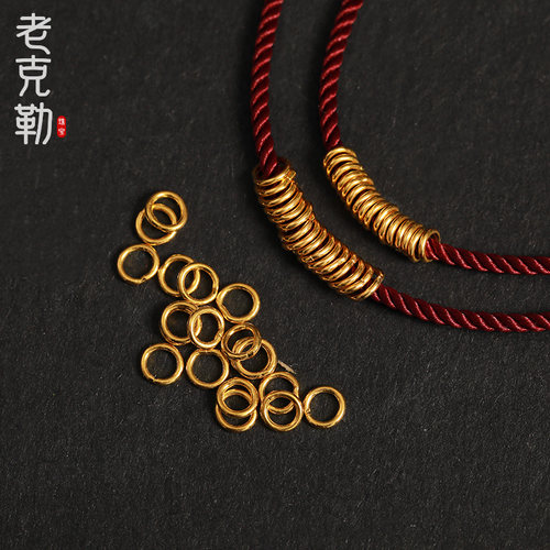 老克勒足金999小配件黄金隔片纯金古法手工实心金圆圈隔珠配饰新 - 图2