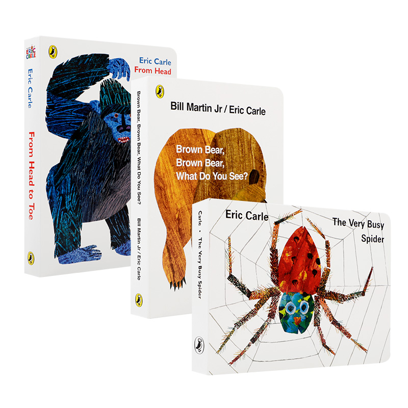 卡尔爷爷动物合集3册Eric Carle's Animal Collection从头到脚/棕熊/小蜘蛛 吴敏兰推荐书单 英文原版幼儿经典启蒙绘本纸板书 - 图3