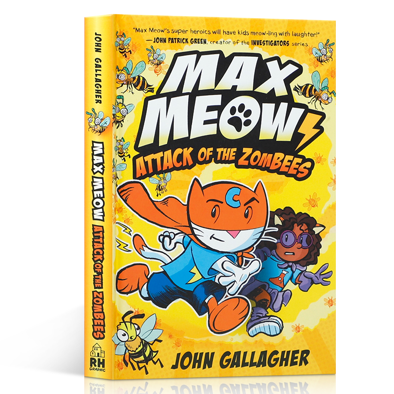 Max Meow Book 5: ATTACK OF THE ZOMB《麦克斯喵》第五册:僵尸的攻击 8-12岁儿童启蒙超级英雄幽默搞笑精装漫画小说 - 图3