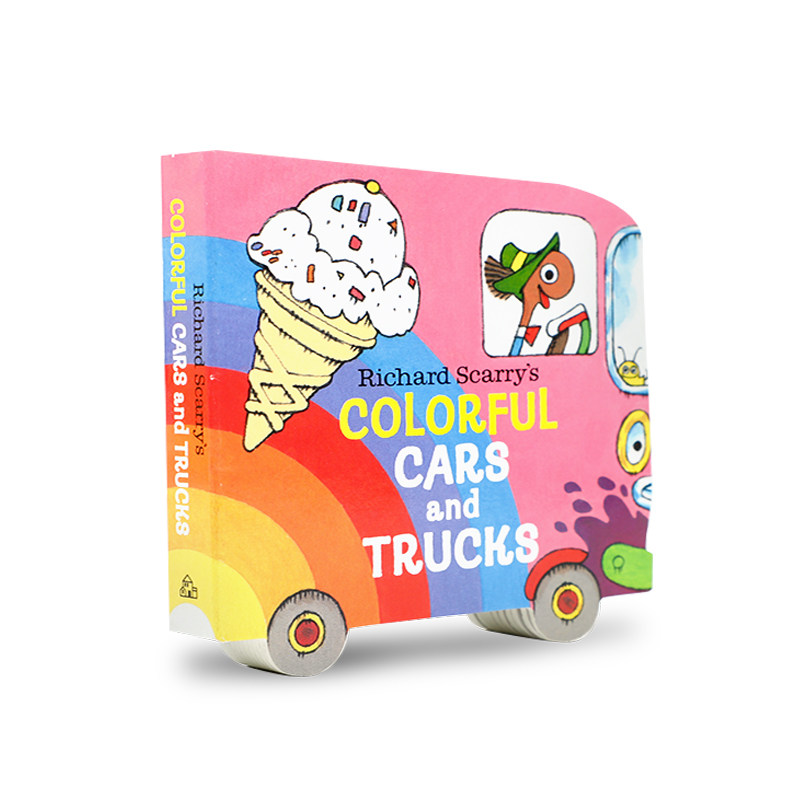 预售英文原版绘本Richard Scarry's Colorful Cars and Trucks 斯凯瑞的彩色汽车和卡车 低幼儿童颜色主题启蒙纸板异形书