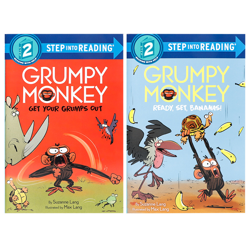 英文原版Grumpy Monkey暴躁猴系列2本Ready, Set, Bananas/Get Your Grumps Out儿童英语早教分级阅读书Step Into Reading Level2-图0