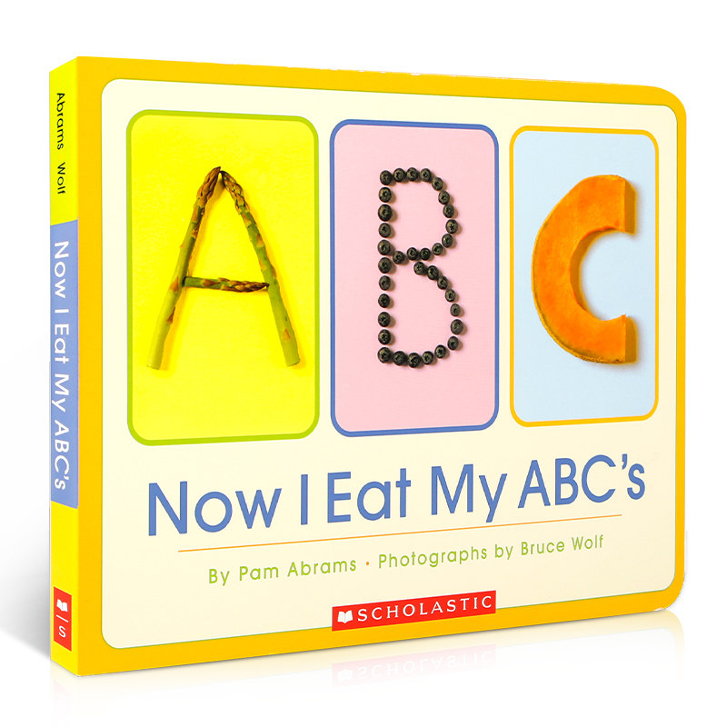 英文原版 Now I Eat My ABC's 现在我吃我的ABC ‎ Scholastic Inc出版 2-6岁儿童宝宝基础概念认知启发想象力单词纸板书,淘宝优惠券,粉丝福利购,淘宝优惠卷