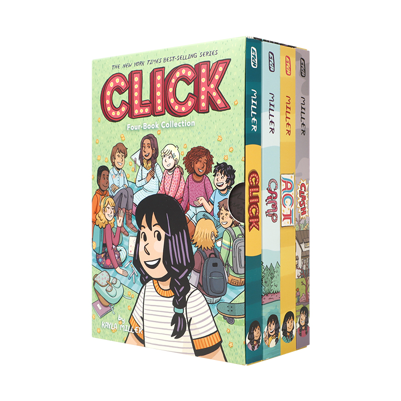 英文原版 Click 4册盒装 Click/Camp/Act/Clash 点击 校园漫画系列 如何在团队中找准定位 青少年儿童社交礼仪友谊漫画书 - 图3