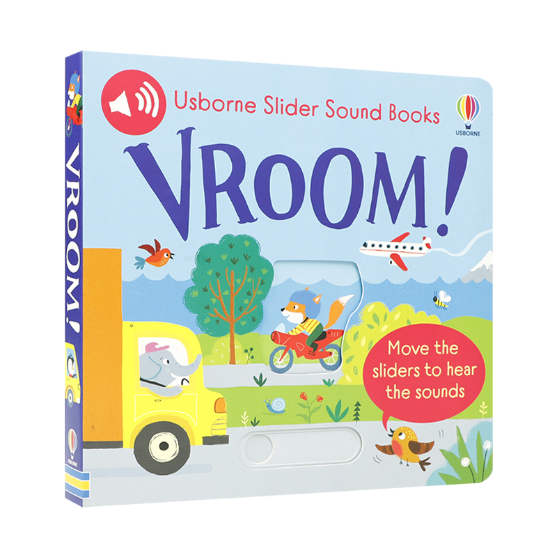 英文原版滑条发声书：呜-呜-车辆发动Slider Sound Books: Vroom! 2-6岁低幼儿童启蒙 多感官认知 交通工具滑条设计平装发声书 - 图3