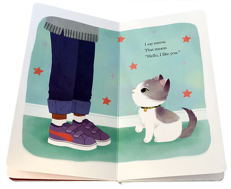 送音频英文原版4册纸板书I am a Kitten/Puppy/mouse The Rooster Struts我是一只小猫咪小狗老鼠儿童英语启蒙iamabunny同系列