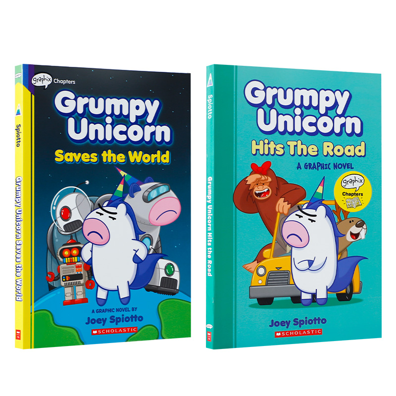 英文原版Grumpy Unicorn坏脾气的独角兽系列1-2册 Hits The Road/Saves The World儿童英语趣味阅读幽默搞笑漫画故事书8-12岁-图3