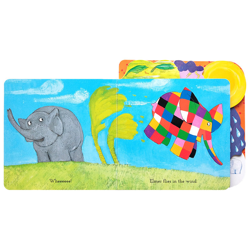 Elmer's Weather埃尔默的天气进口英文原版绘本天气认知启蒙纸板书自然天气天文气象小百科36岁低幼儿童科普英语读物课外阅读正版_虎窝淘