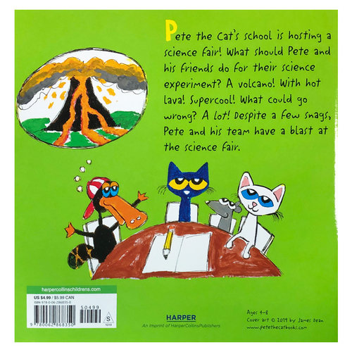 James dean英文原版绘本 Pete the Cat and the Supercool Science Fair皮特猫绘本图画书附贴纸 亲子幽默图画故事读物 3-6岁 - 图0