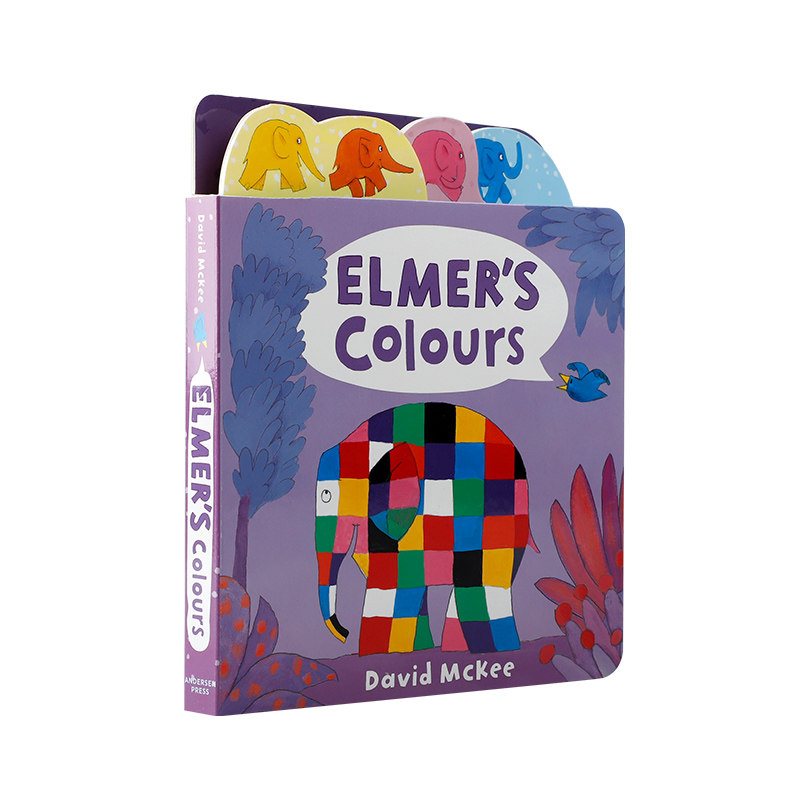 英文原版绘本Elmer's Colours花格子大象艾玛的颜色 0-2岁低幼儿童英语启蒙认知绘本宝宝撕不烂纸板书 亲子互动共读早教故事书