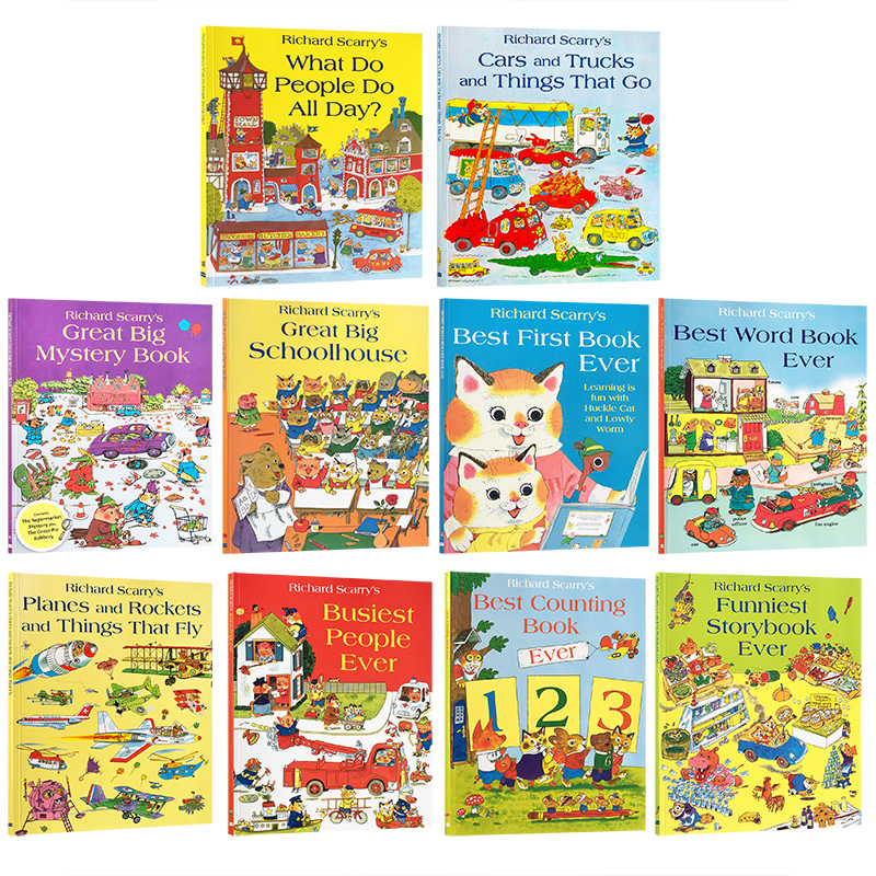 斯凯瑞金色童书绘本Richard Scarry轱辘咕噜转忙忙碌碌的好忙好忙小镇what do people do all day我的第一本书含全集中第一辑