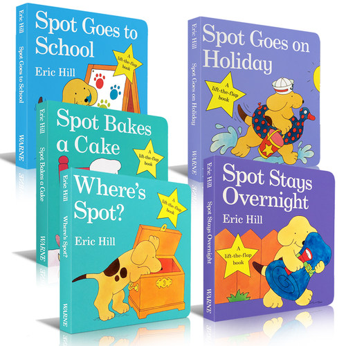 送音频小玻在哪里系列翻翻全套5册纸板书where's  spot英文原版童书my first library进口绘本0-4岁宝宝可揭页躲猫猫游戏小波is - 图1