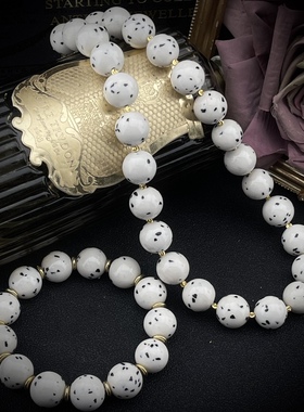 中古Vintage简约时尚气质个性天然石绿色孔雀石套装项链手链