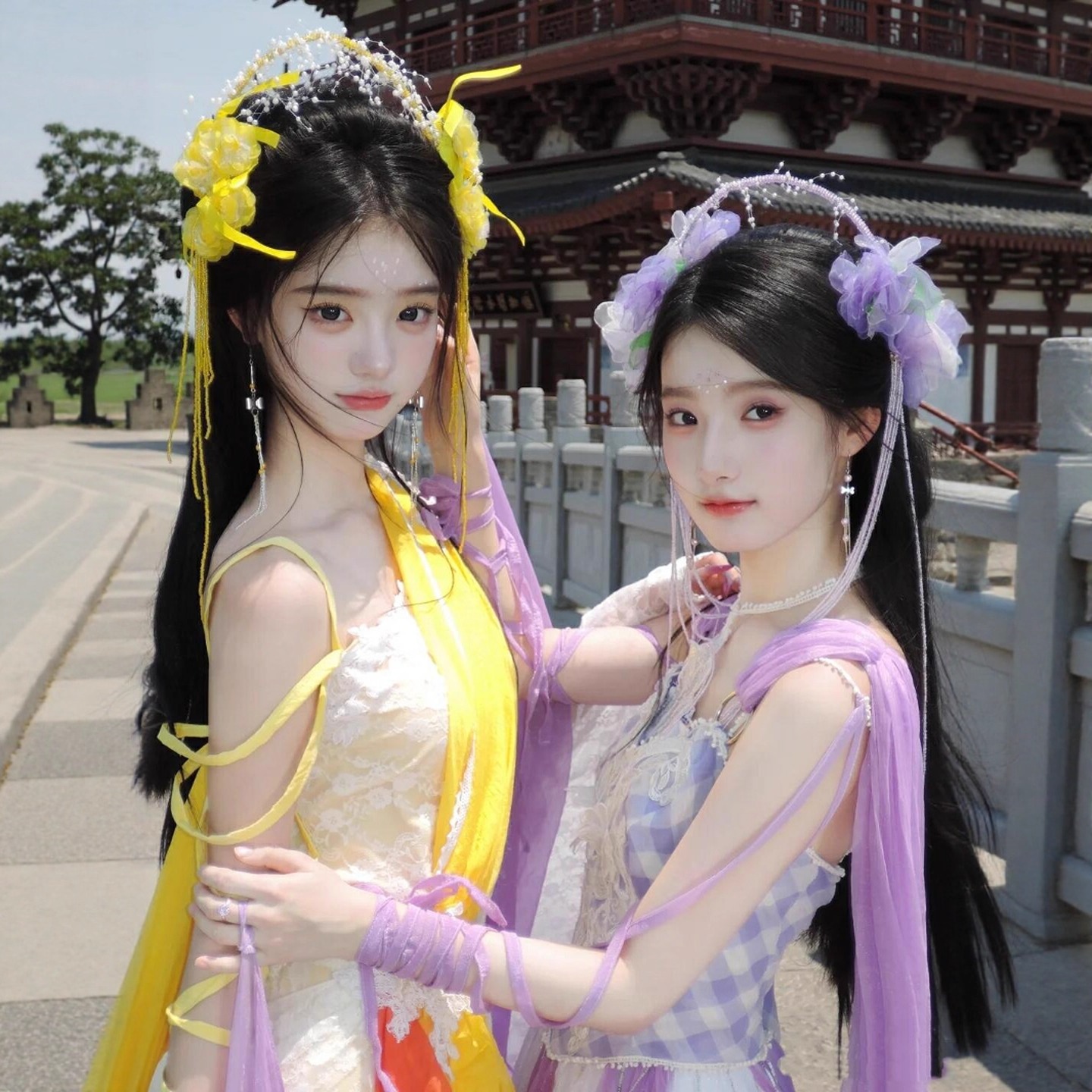 欢天喜地七仙女电视剧同款汉服女仙气飘逸夏日绝美古风连衣裙古装 - 图2