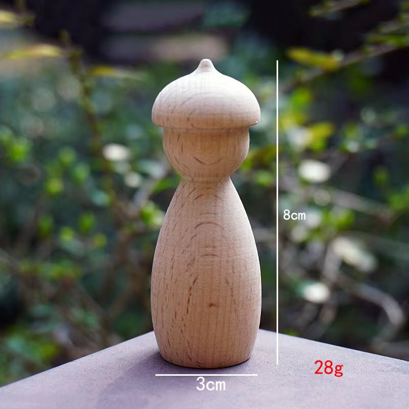 木偶人偶带帽子木头人实木创意日式摆件涂鸦彩绘Wooden Peg Dolls - 图2