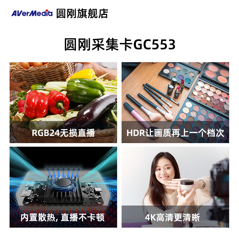 圆刚钢gc553采集卡直播专用4K高清hdmi视频索尼相机ps5游戏采集器 - 图0