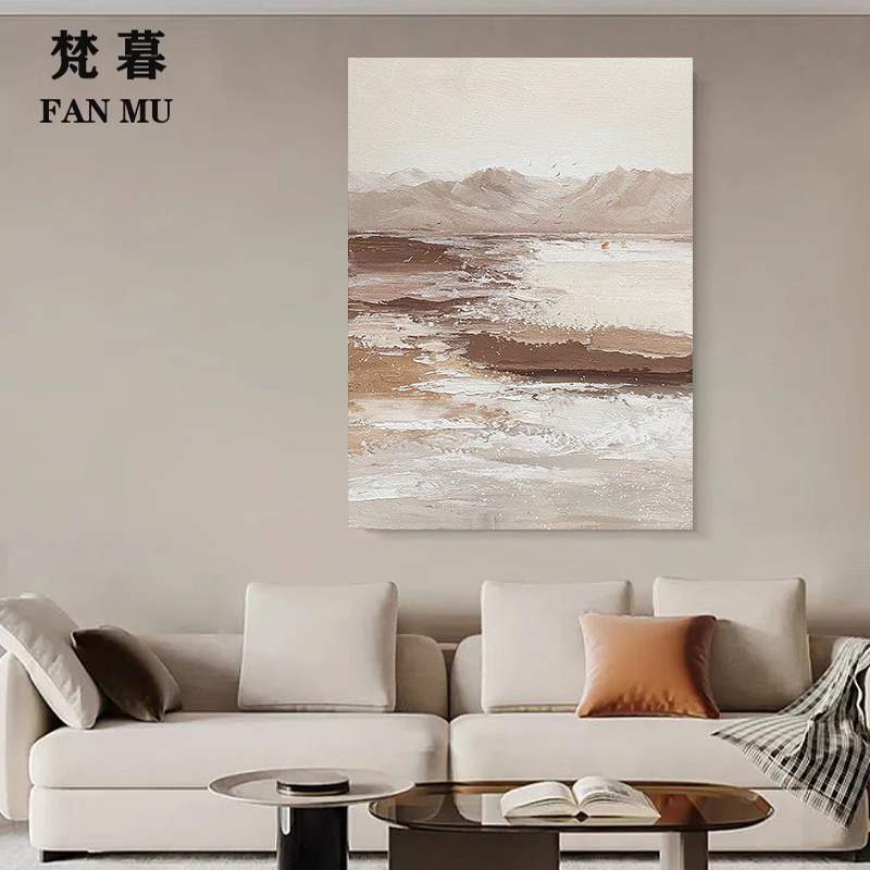 纯手绘风景油画抽象玄关侘寂风装饰画现代简约客厅沙发背景挂画 - 图2