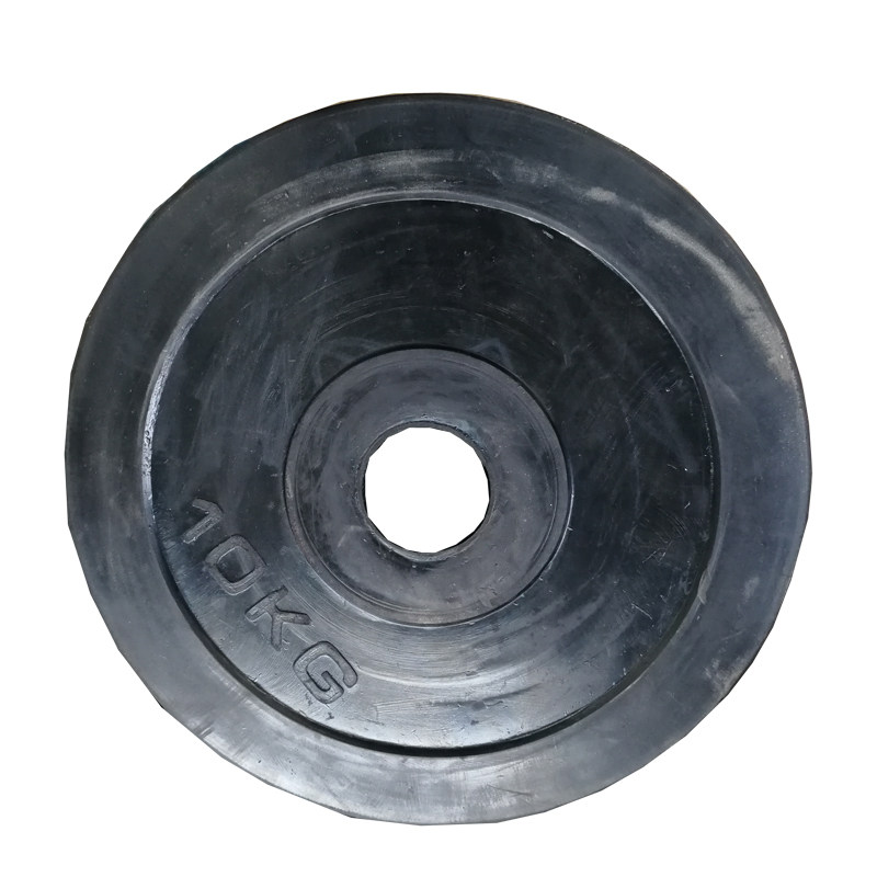 The anti-knock and fall-proof floor is made of rubber-coated barbell plates.