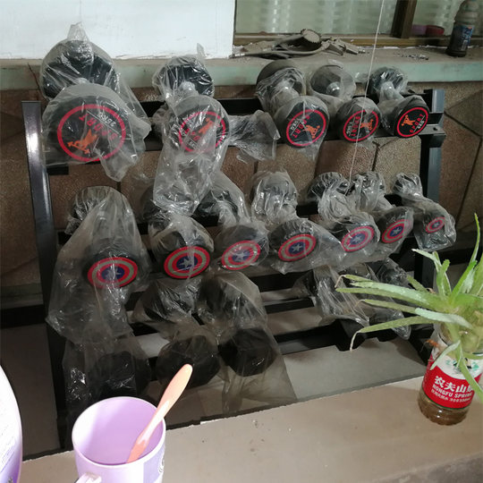 One-piece rubberized arm muscle training fixed rubber dumbbell for commercial use