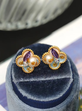 西雅图珐琅油复古风高级感显白耳钉蚊香盘耳夹生日宴会