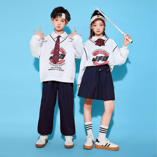 儿童啦啦队演出服小学生运动会套装女童英伦风校服新款幼儿园班服