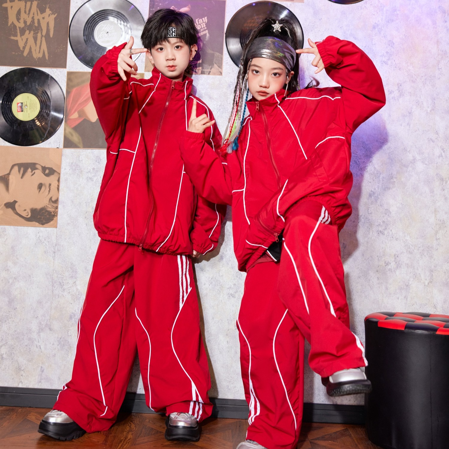 街舞儿童潮服痞帅风男童外套套装女童嘻哈演出服小学生运动会服装,淘宝优惠券,粉丝福利购,淘宝优惠卷