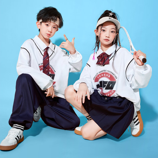 儿童啦啦队演出服小学生运动会套装女童英伦风校服新款幼儿园班服