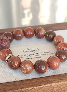 仅一串！巧克力醒狮头 231天然阿拉善彩玉玛瑙手串女生生日礼物