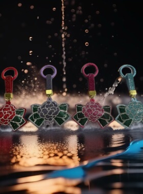 新中式满钻花朵水钻钥匙扣