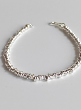 洗澡可佩戴实心纯银碎银子手链